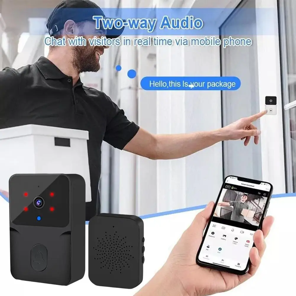 

Intelligent Video Doorbell WiFi Remote Home Monitoring Vision Night HD ﻿ Capture Picture Video Doorbell Intercom B0L7