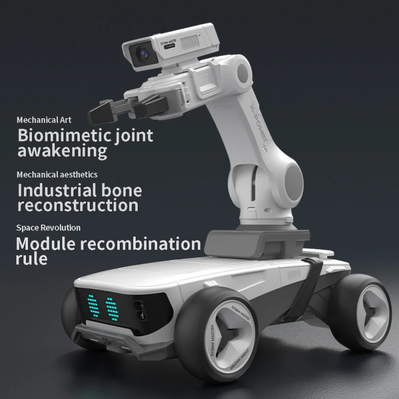 F07 Intelligent RC Robot Car with Infrared Recognition & Programmable Modes - White/Black, Kids Educational Gift