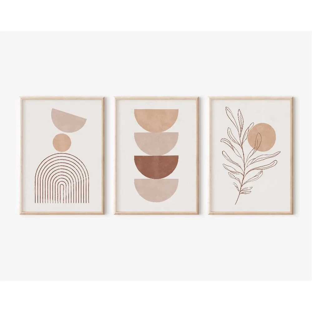 Printable Pastel Boho Art Poster Set,Neutral Abstract Modern Style Print,Beige Tones Geometric Art Print,Scandinavian Art Prints