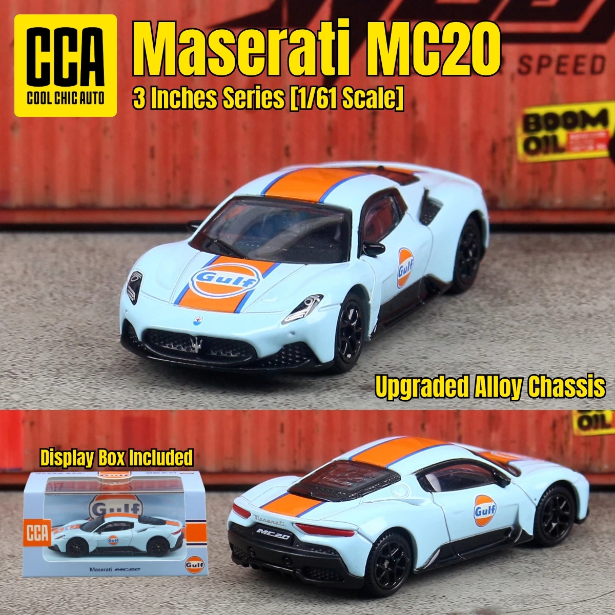 CCA 1/61 Maserati MC20 Super Sport 1:64, Modelo de Auto de Juguete Fundido a Presión con Caja de Exhibición, Ruedas Libres, Colección en Miniatura, Regalo para Niños