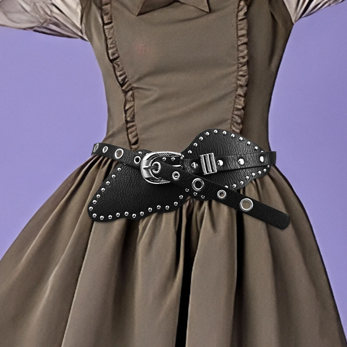 แฟชั่นสตรีทสไตล์ยุโรปและอเมริกา เข็มขัดสไตล์พังก์สําหรับผู้หญิง กระโปรง เข็มขัดประดับมีหนาม เข็มขัดกางเกงอเนกประสงค์