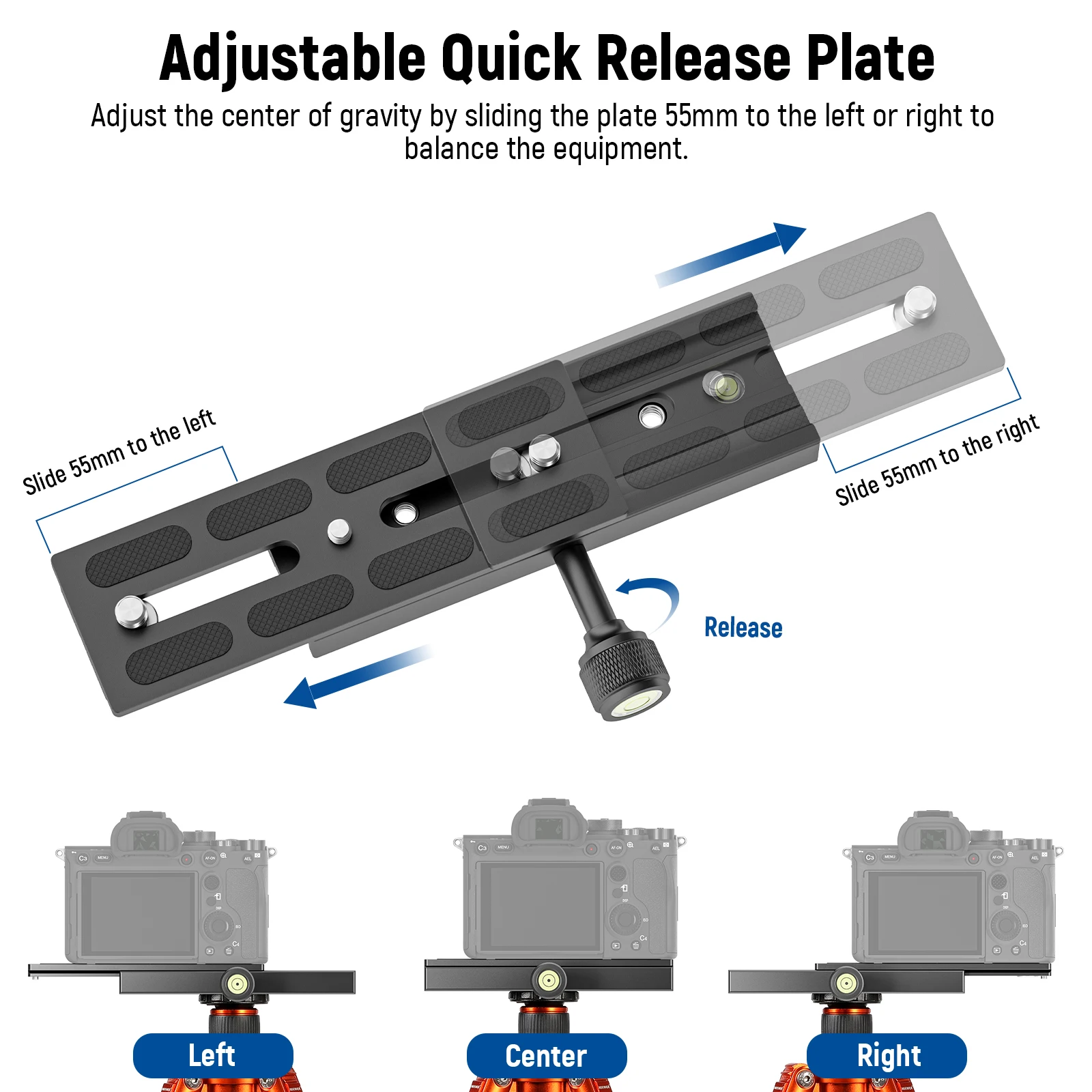 Neewer Quick Release Plate with Clamp Set 150mm QR Plate Adapter Bubble Levels For Arca Swiss Tripod Monopod Ball Head