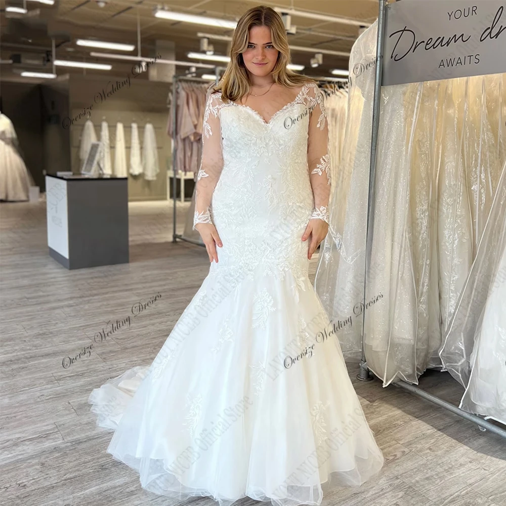 Plus Size Oversize Wedding Dresses with Lace Ivory Soft Tulle 2025 Strapless Plus Size Bridal Gowns New Mermaid Vestido De New