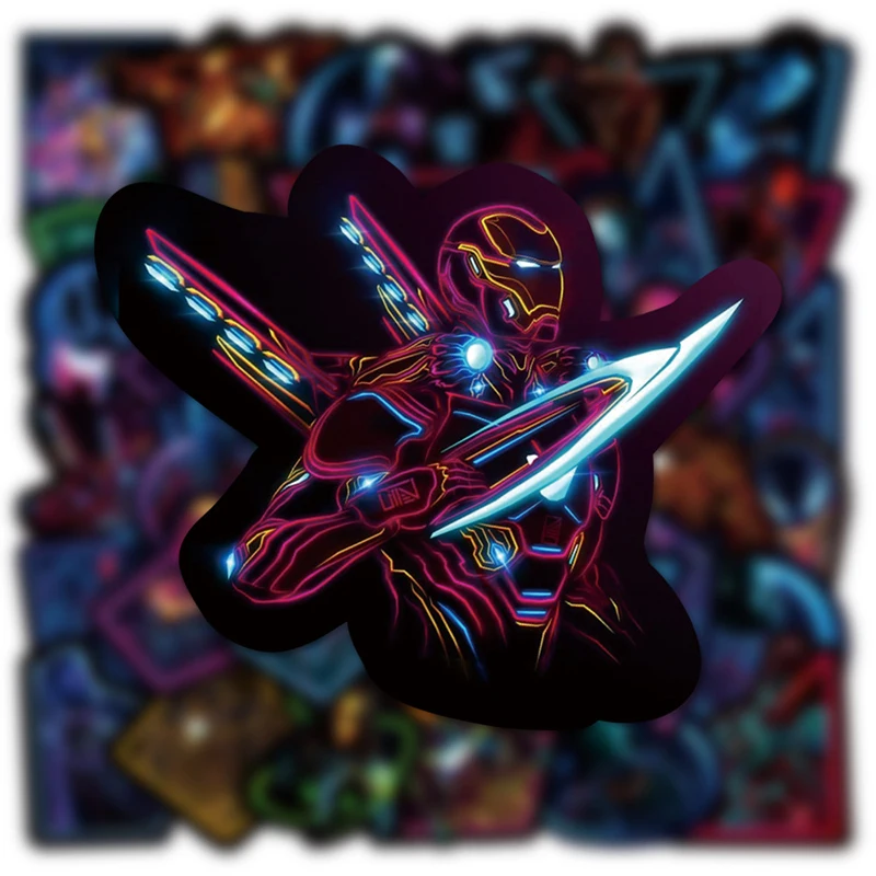 Disney Toys Gift Marvel Spider-Man Avengers Iron Man Captain America Waterproof Neon Stickers Non-marking Glue Can Be re-Pasted