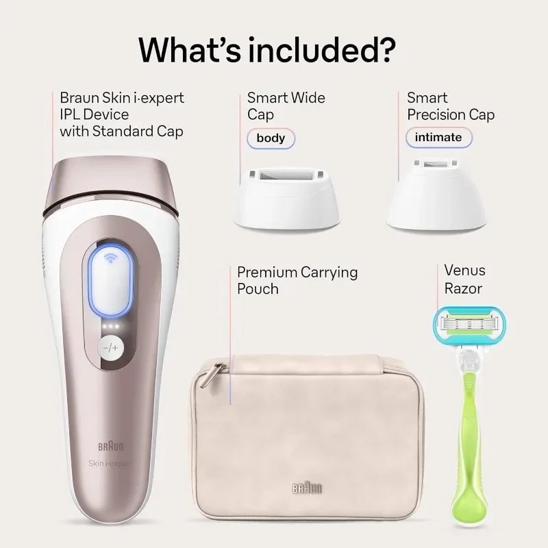 Braun IPL Skin i·expert, at Home Hair Removal, Holiday Gifts for Women and Men with Free App, Vanity Case, Venus Razor