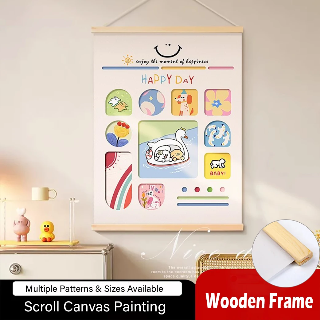 

Cream style restaurant decoration painting hanging cloth cartoon mural living room wall art fabric hanging painting children's