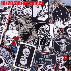10/20/30/40/50PCS Random Mixed Punk Skull Embroidery Sew Patch Iron On Patches Jackets DIY Black And White Style Skull Patches