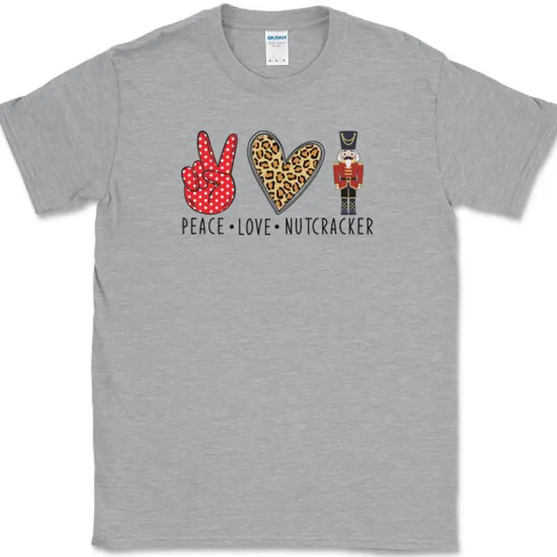 

Футболка PEACE LOVE NUTCRACKER, забавная праздничная рождественская футболка с юмором
