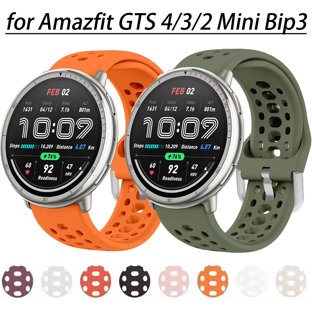 Silicone Strap for Amazfit GTS 4/3/2 Mini Bip3 Original Sport Comfortable 1:1 Official Bracelet Band for Amazfit Active 2 Correa
