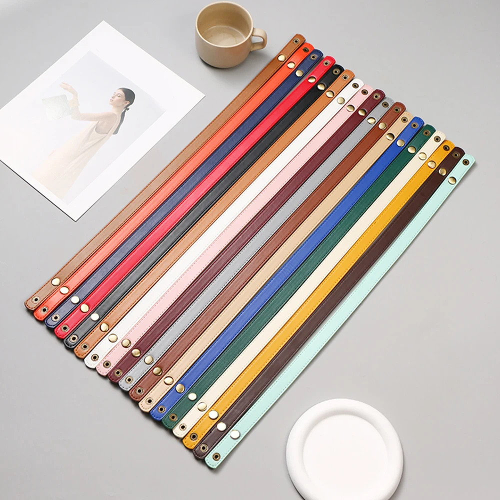 1pc Hand Bag Strap Colorful Short Shoulder Bag Belt All-match Snap Style Belting DIY Replacement Accessories PU Solid Color