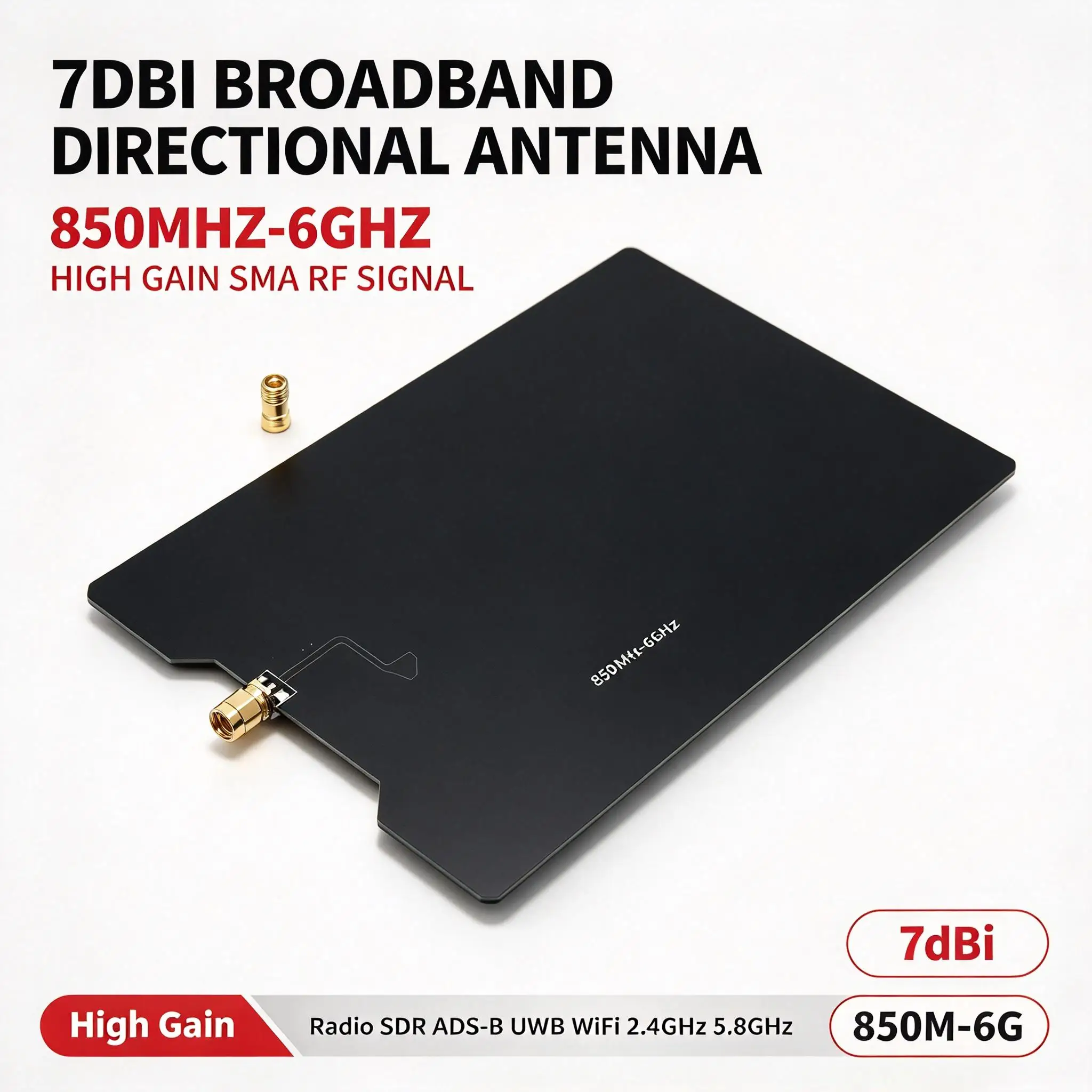 DYKB 850MHz-6GHz Broadband Directional Antenna High Gain 7dBi SMA ADS-B UWB WiFi RF Testing Direction Finding EMC 50 Ohm