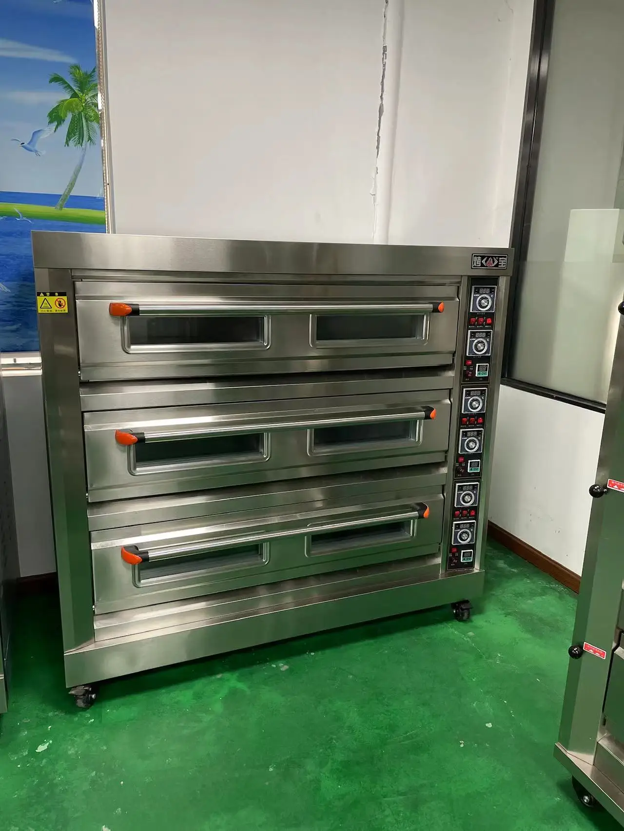 3 Deck 9 Trays Electric Deck Oven for Pizza and Bread 27kw Power 380V Voltage Commercial Use
