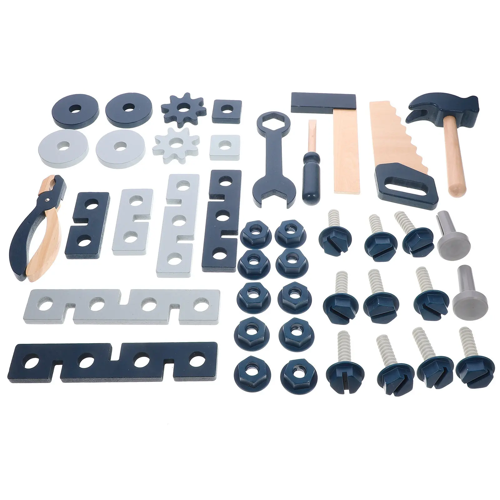 1Set Wooden Kids Tool Set Pretend Repair Kit Educational Montessori Interactive Playing Developing Creativity Hand Skills