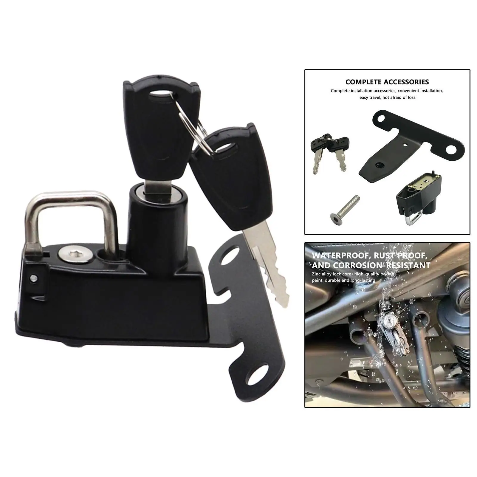 

Helmet Lock Security Lock Easy to Install Motorbike Accessories Mount Hook with 2 Keys for 250 300 500