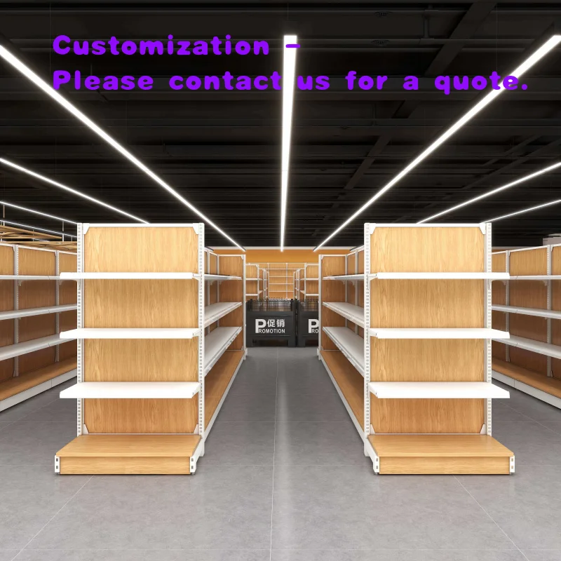 

custom.Grocery Shelves Supermarket Shelves Modern Storessupermarket Steel and Wood Shelves Display Rack