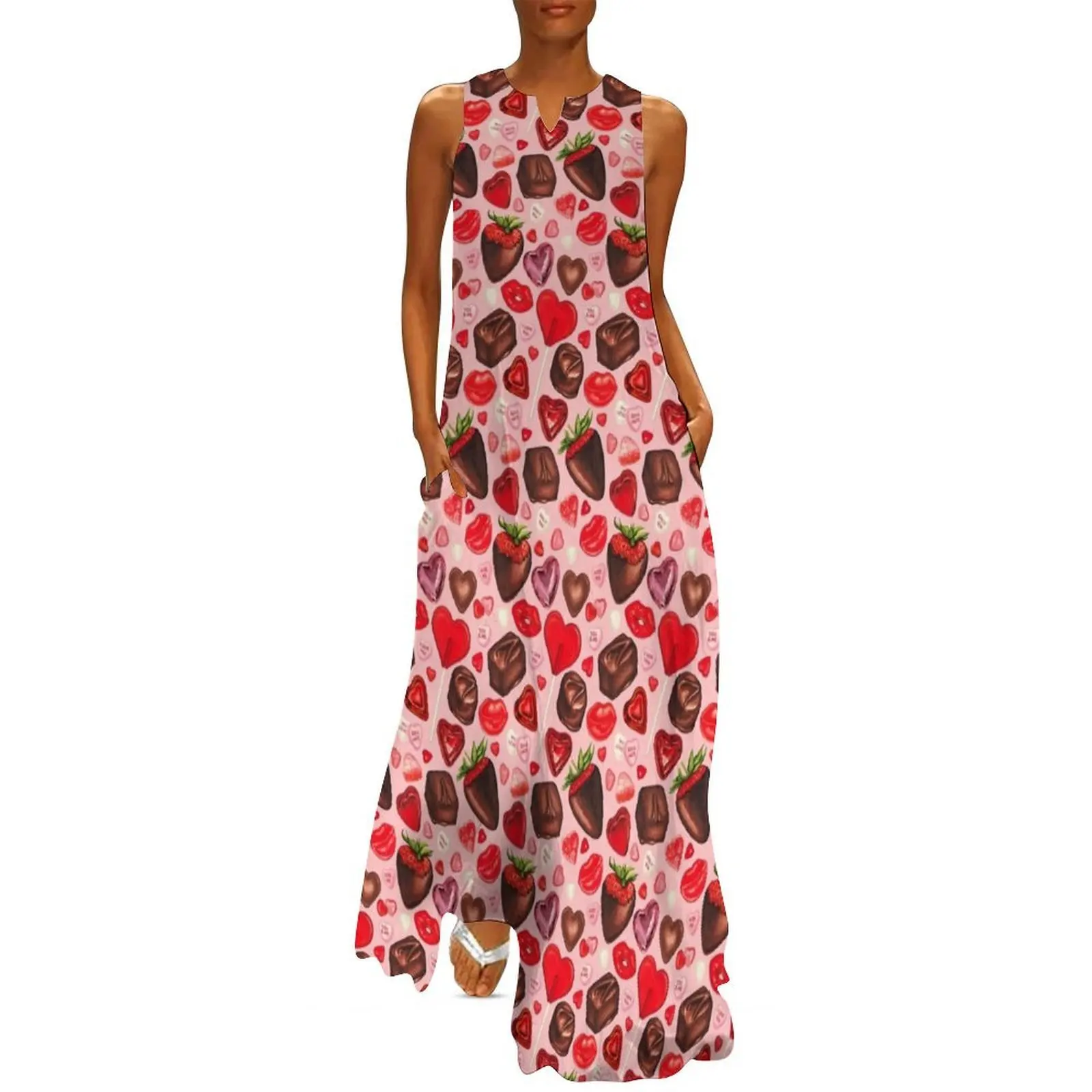 

Valentine's Day Candy Pattern - Pink Long Dress Women dresses summer women party dresses dresses for woman 2025