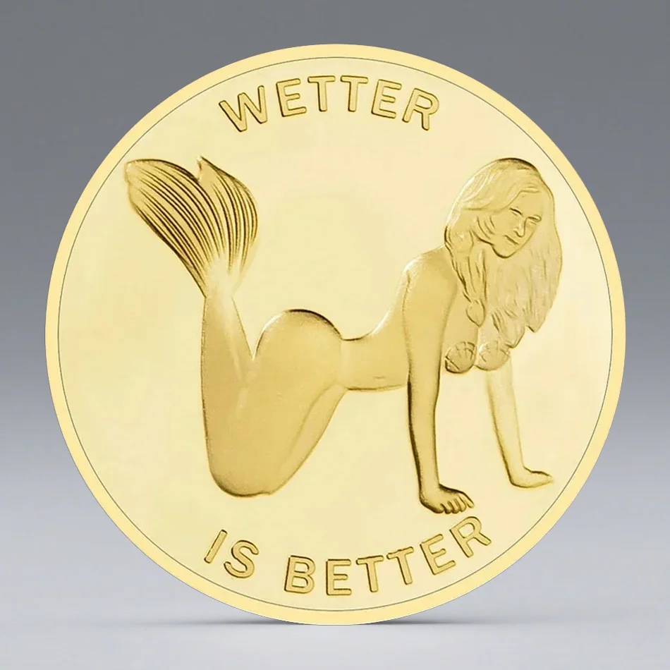 Muff Divers Union Wetter Is Better Mermaid Commemorative Coins Novelty Scuba Diving Humor Collectible Coin Gift for Divers