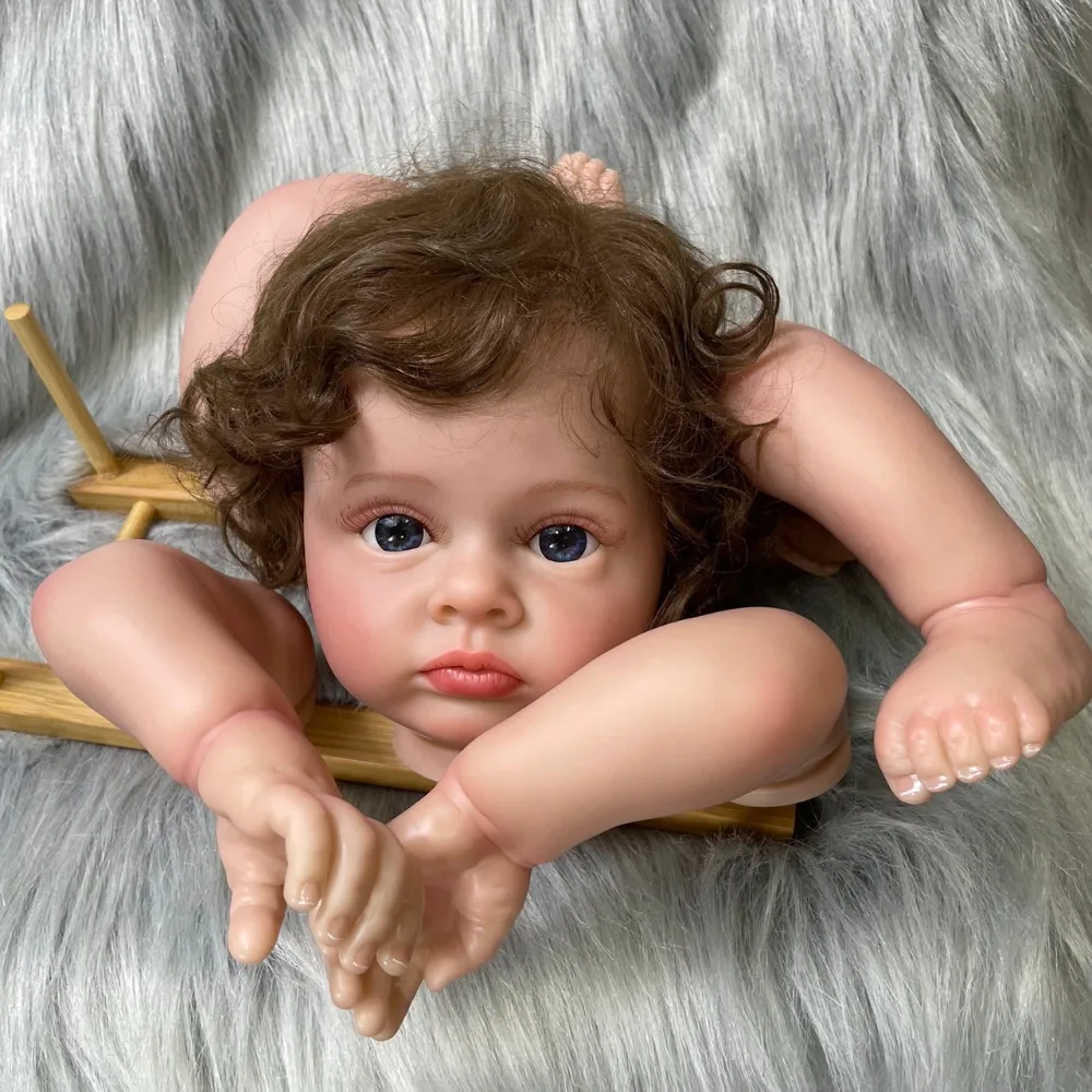 23inch Reborn Doll Kit Tutti 3D Painted Many Details Visible Veins Bebe Reborn Doll Parts with Cloth Body and Eyes