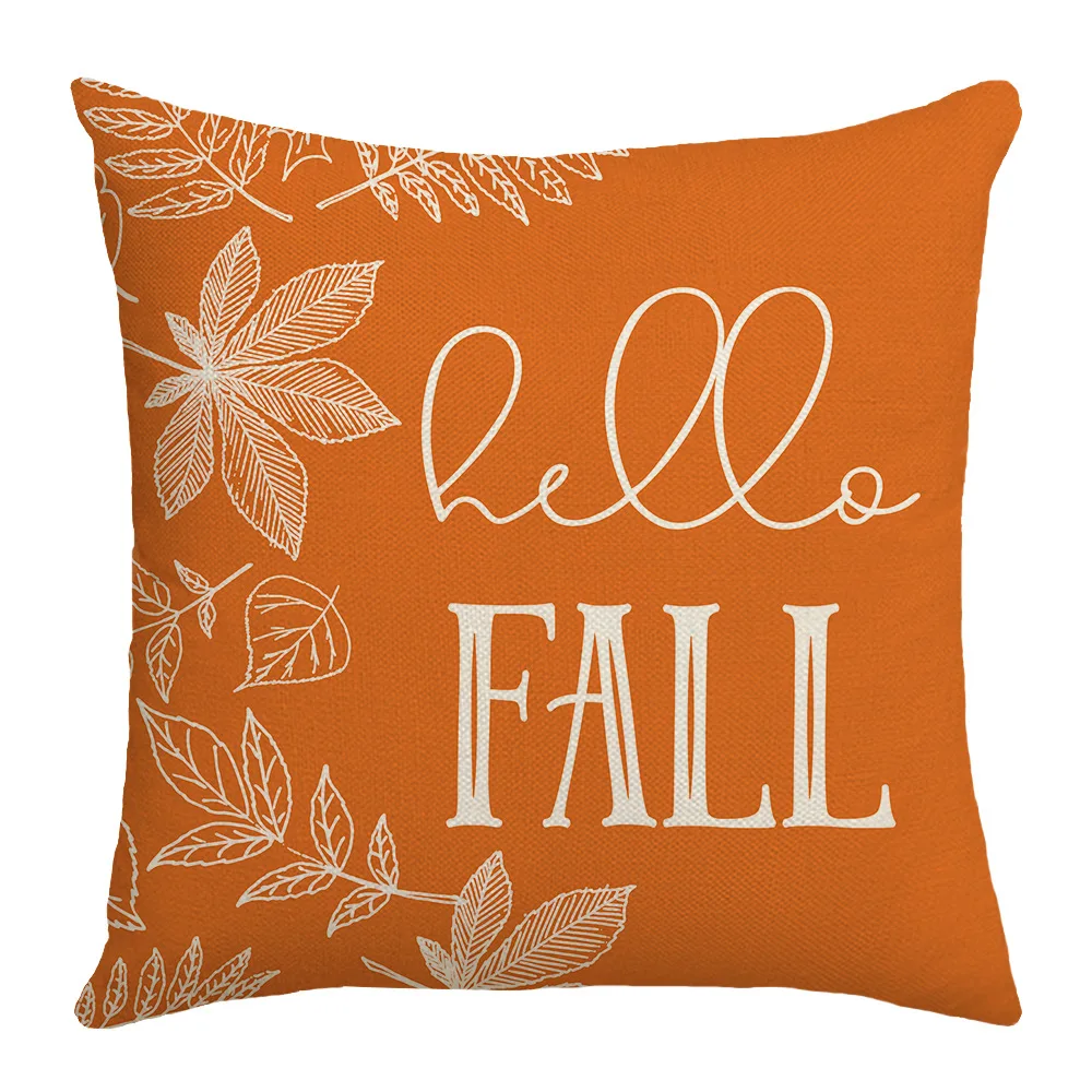 Fall Thanksgiving Pillow Cover 45x45cm Linen Pillow Case Farmhouse Home Decor Cushion Cover Square Linen Pillowcase for Couch