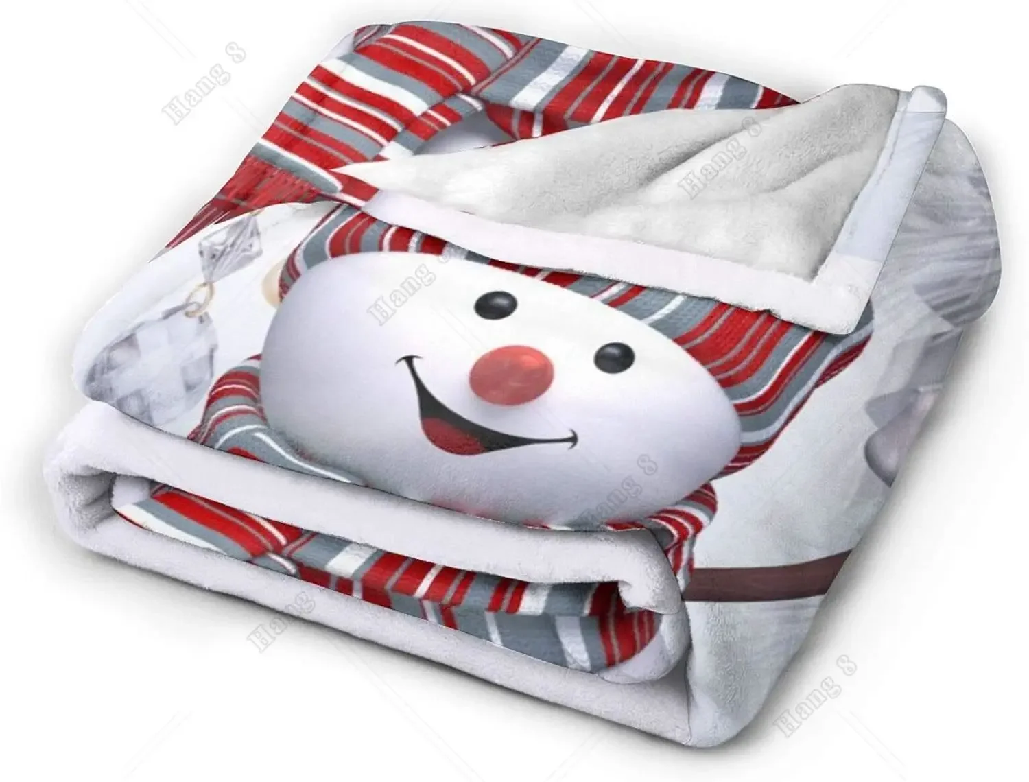 Winter Snowman Waving Hand Soft Throw Blanket All Season Microplush Warm Blankets Lightweight Tufted Fuzzy Flannel Blanket