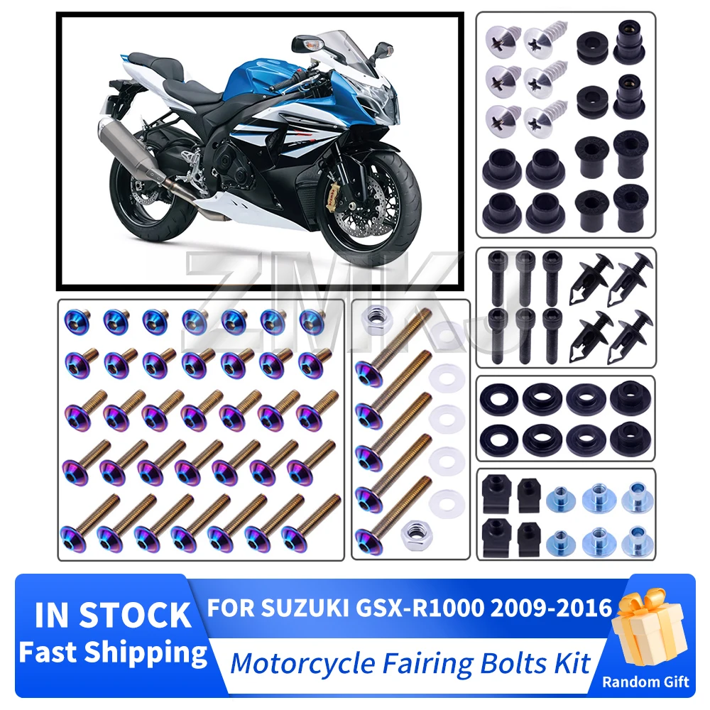 For Suzuki GSXR 1000 GSX-R1000 2009-2016 K9 Motorcycle Stainless Complete Bodywork Fairing Bolts Kits Screws Clip Accessories