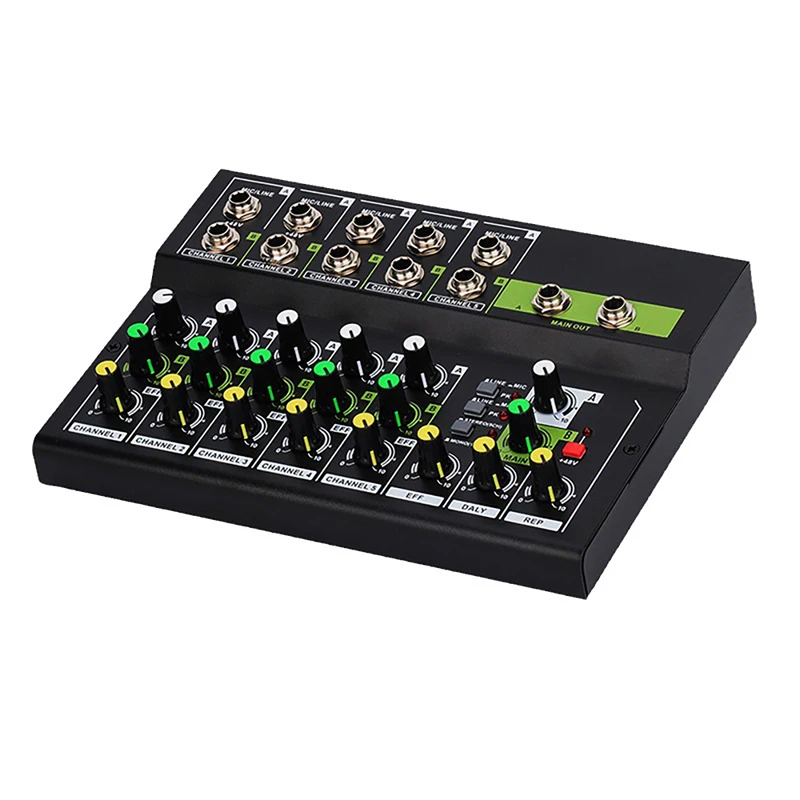 10 Channel Mixing Console Digital Audio Mixer Stereo Mic/Line Mixer Reverb 48V Phantom Power for Recording DJ Stage Performance