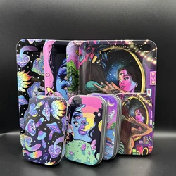 DIY Herb Tobacco Rolling Tray  7.1X4.7in Cigarette Smoking Storage TinPlate Grinder Tray with Cigarette Case Metal Tinplate Box
