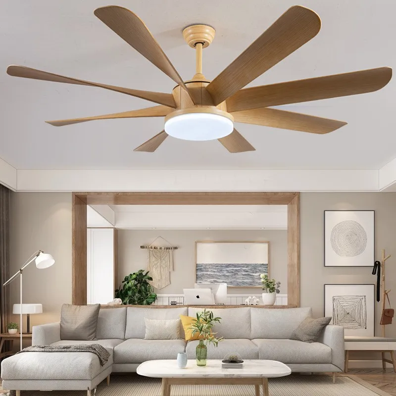 Living room Large inverter ceiling fan LED light Dining room Simple modern Nordic Strong wind Creative Hotel lobby