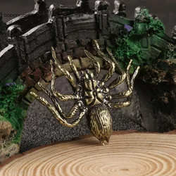 Solid Pure Copper Spider Statue Tea Pet Ornament Vintage Simulation Animal Figurines Miniatures Potted Landscape Home Decoration