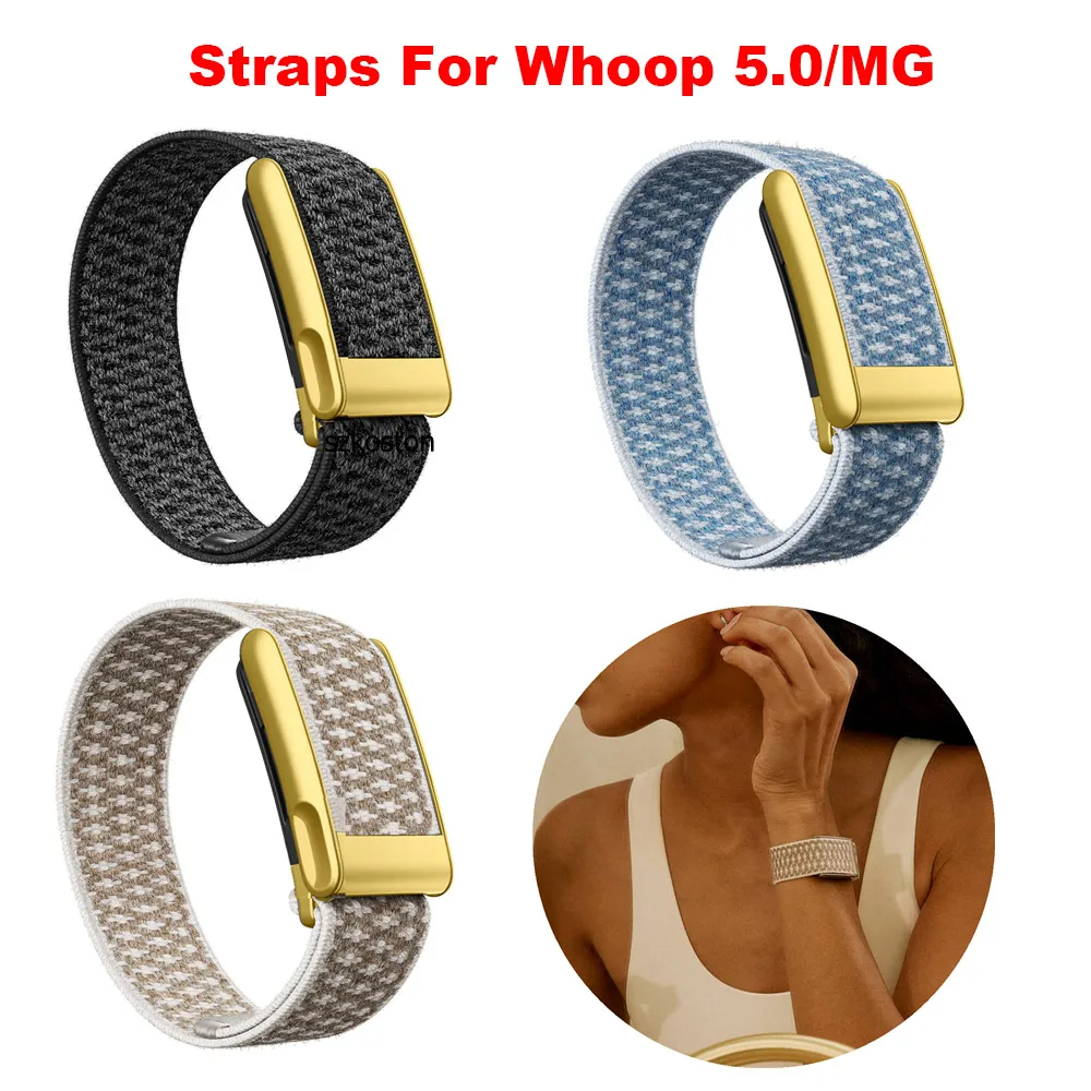 

For Whoop 5.0/MG Watch Straps Loop Soft Bands Golden Border Wristband Fitness Tracker for WHOOP 5.0/MG Accessory