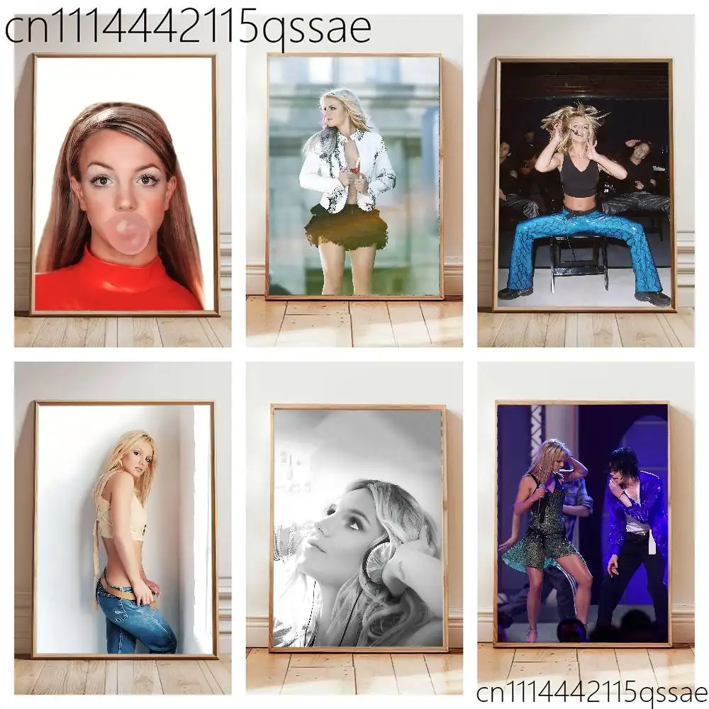 FOR Britney Spears Poster Self-adhesive Art Waterproof Paper Sticker Coffee House Bar Room Wall Decor