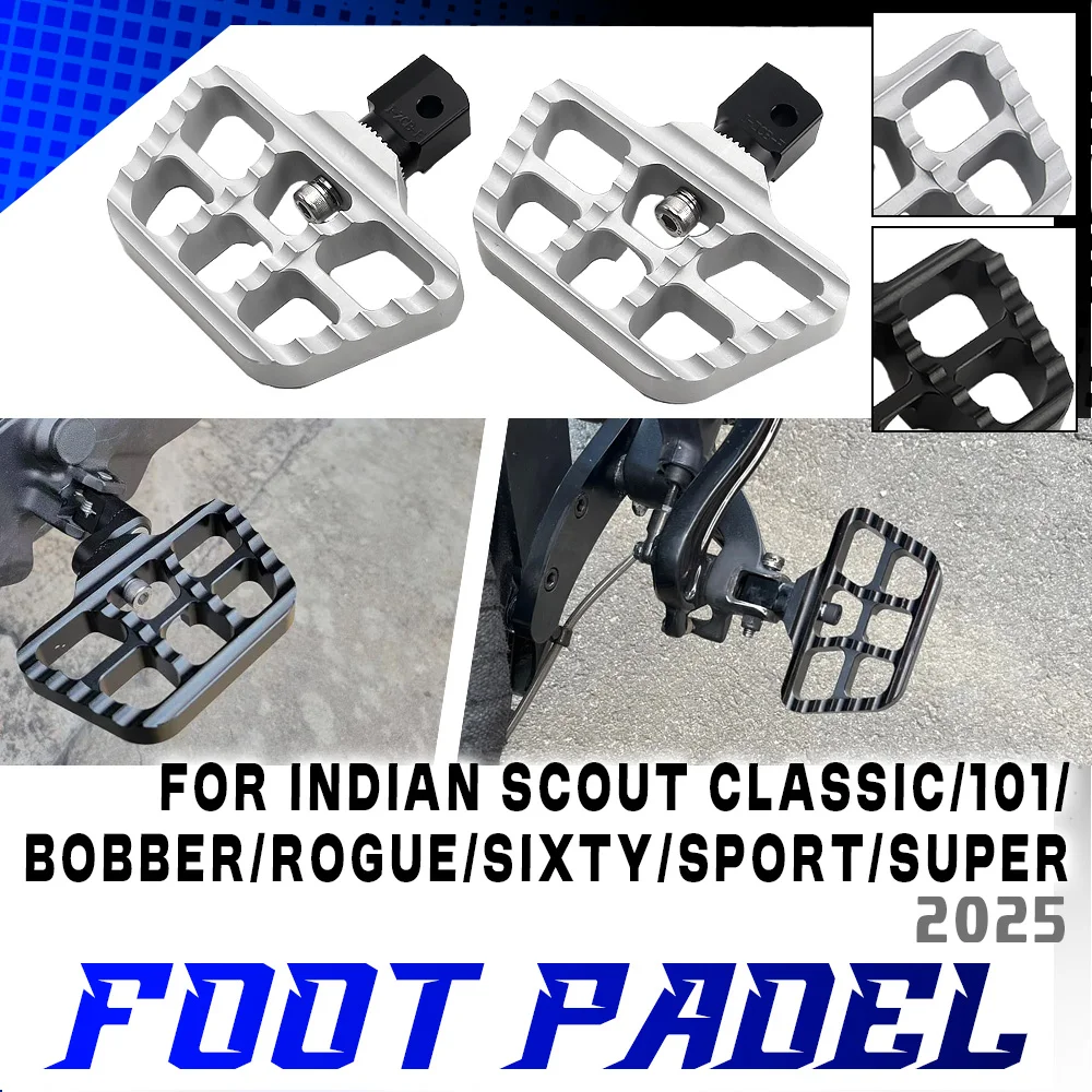

Motorcycle Front Foot Pegs Rests Rotatable Wide Footpeg For Indian Scout 101 Sport Super SCOUT Sixty Classic Limited Bobber 2025