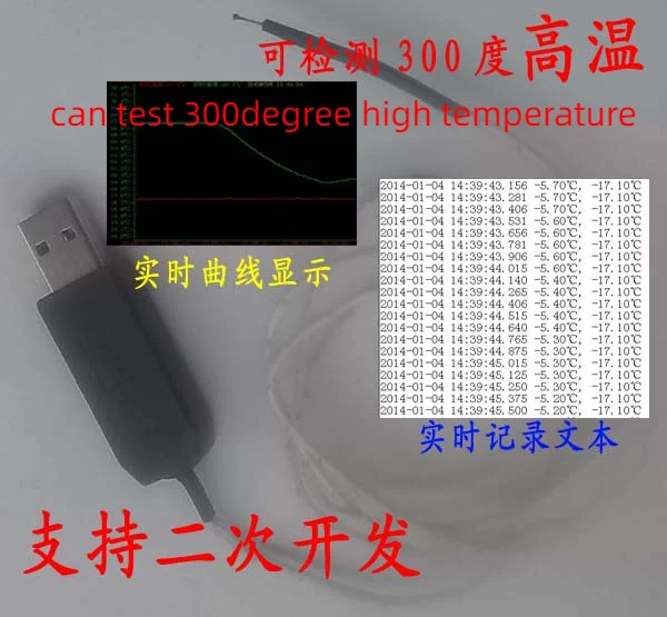 Drive-free 0-300 Degree Acquisition Module USB Temperature Sensor, High-precision Temperature Reading Module