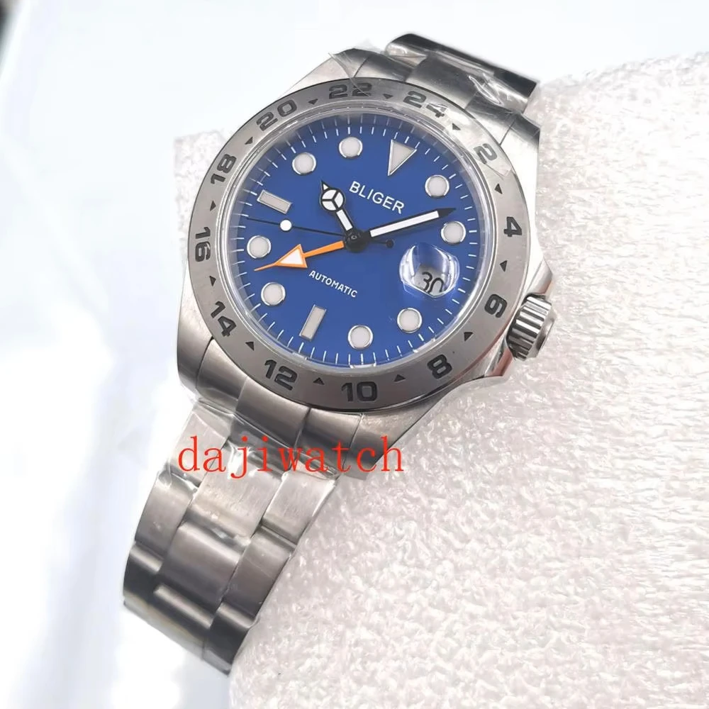 

43mm Bliger Automatic Men's Mechanical Watch Sapphire Crystal Ceramic Bezel sterile Dial GMT Luminous Waterproof sport Watch