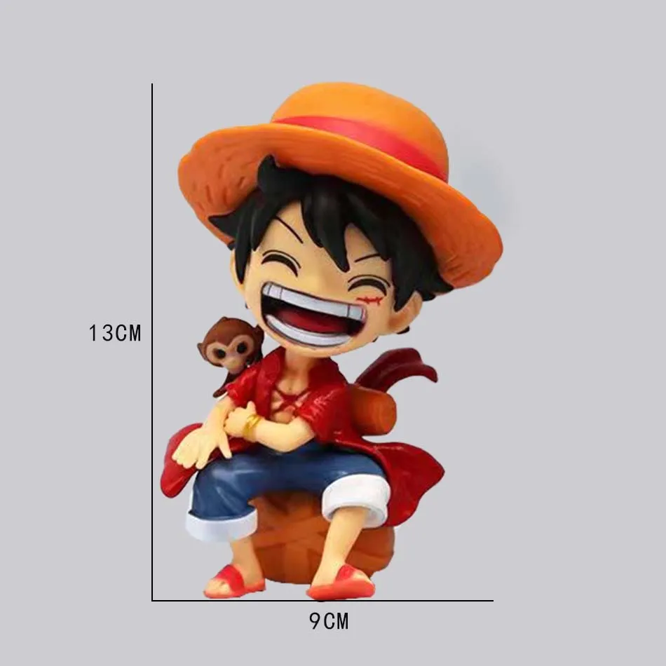 Figurka anime One Piece, popularna, siedząca, śmiejąca się Luffy, figurki akcji, kawaii Sanji Zoro, kolekcja figurek, zabawki, lalka, model na prezent