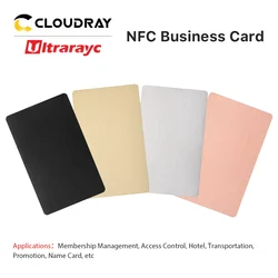 Ultrarayc-tarjeta de nombre de negocios en blanco de Metal, Chip NFC, acero Satinless y PVC, híbrido, oculto, Control de acceso NFC, grabado láser, tarjeta DIY