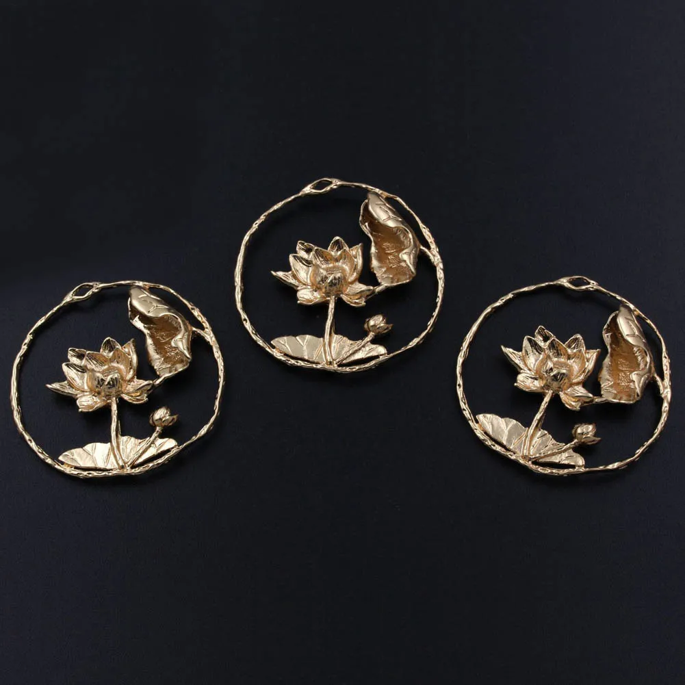 20pcs Quality Brass Casted Lotus Flower Leaf Branch Pendant Charms DIY Women Dangle Hanging Earring Making