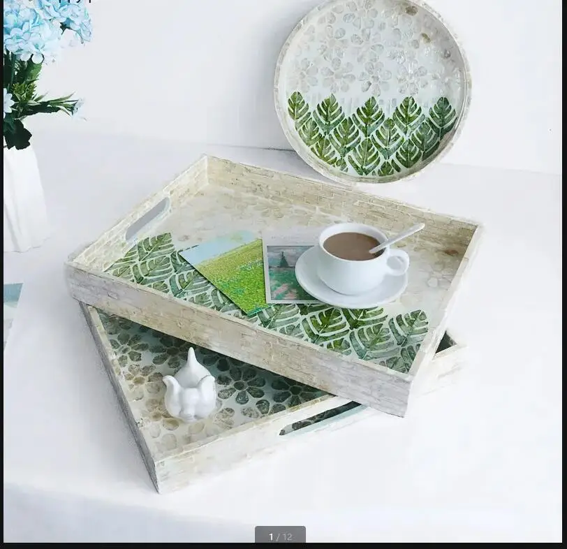 

MDF Storage Tray Tea Desktop Organizer Decorative Trays Fruit Plate Snack Paper Towel Holder Napkin