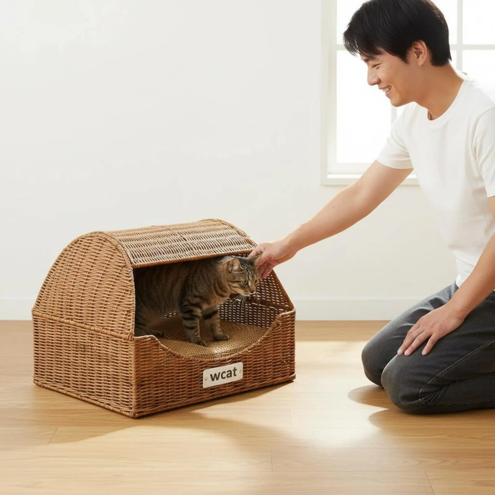 

Rattan Feline Nest Easy to Clean Folding Wicker Pet House Wicker Pet Bed Handwoven