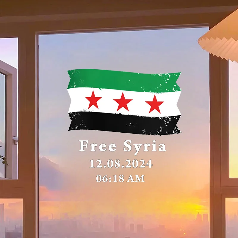 Flaga Syrii z bezpłatnym tekstem Syria, 08/12/2024 Naklejka ścienna Samoprzylepne naklejki do salonu, sypialni, lodówki, okna, samochodu — zdjęcie 4