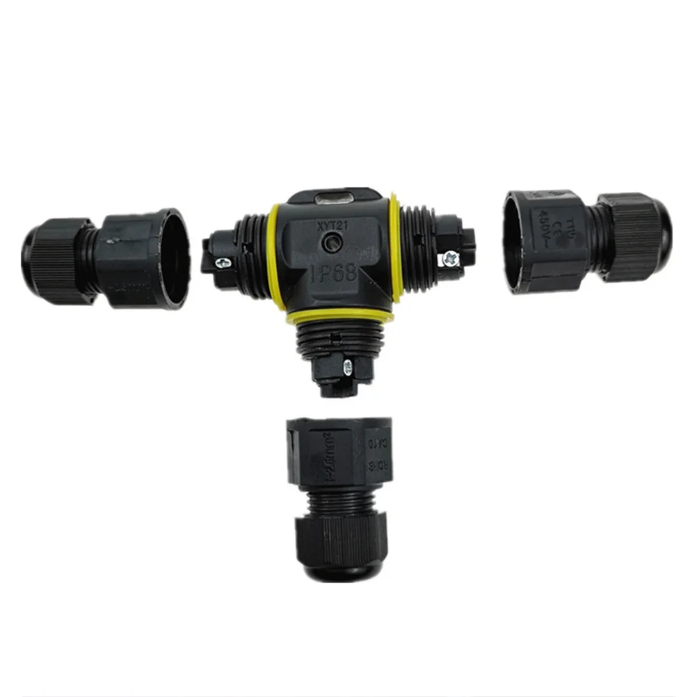 

1Pcs Cable Waterproof Connector T-Shaped Three- Cable Joint Outdoor Flood Light Garden Lamp Waterproof