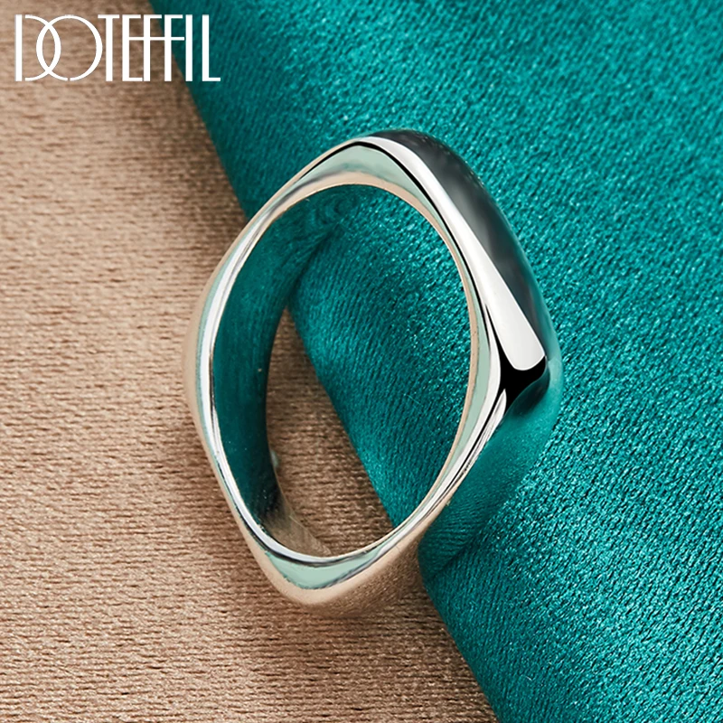 Square Circle Rings Silver Color For Women Men Brand Fashion Simple Wedding Engagement Party Jewelry