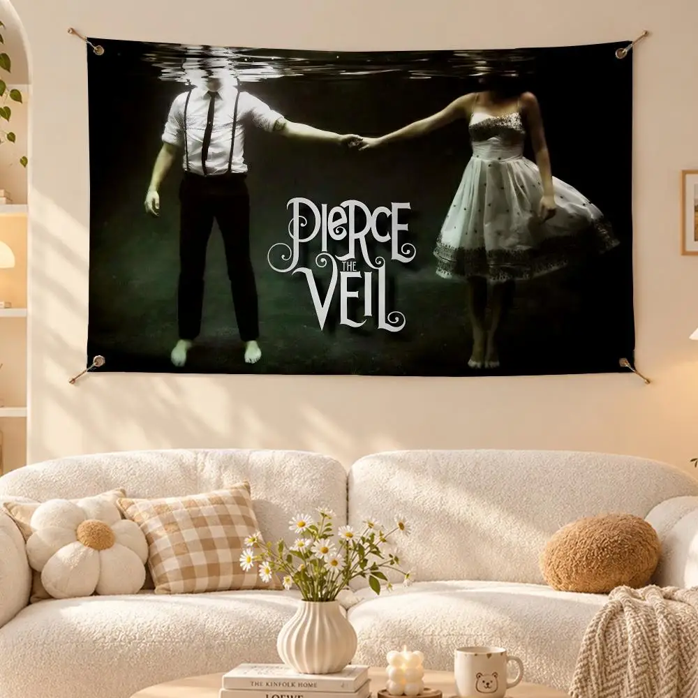 Bold Band Pierce the Veil Flags Wall Hanging Flag Banner Living Room Bedroom Home Decor HD Fabric Aesthetic