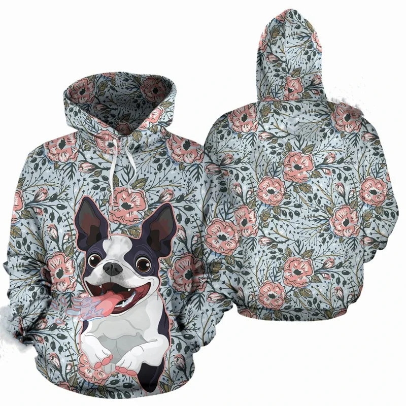 

Flower Cute Pug Graphic Sweatshirts Funny Animal Dog 3D Printed Hoodies For Men Casual Streetwear Women Pullovers Tracksuit Tops