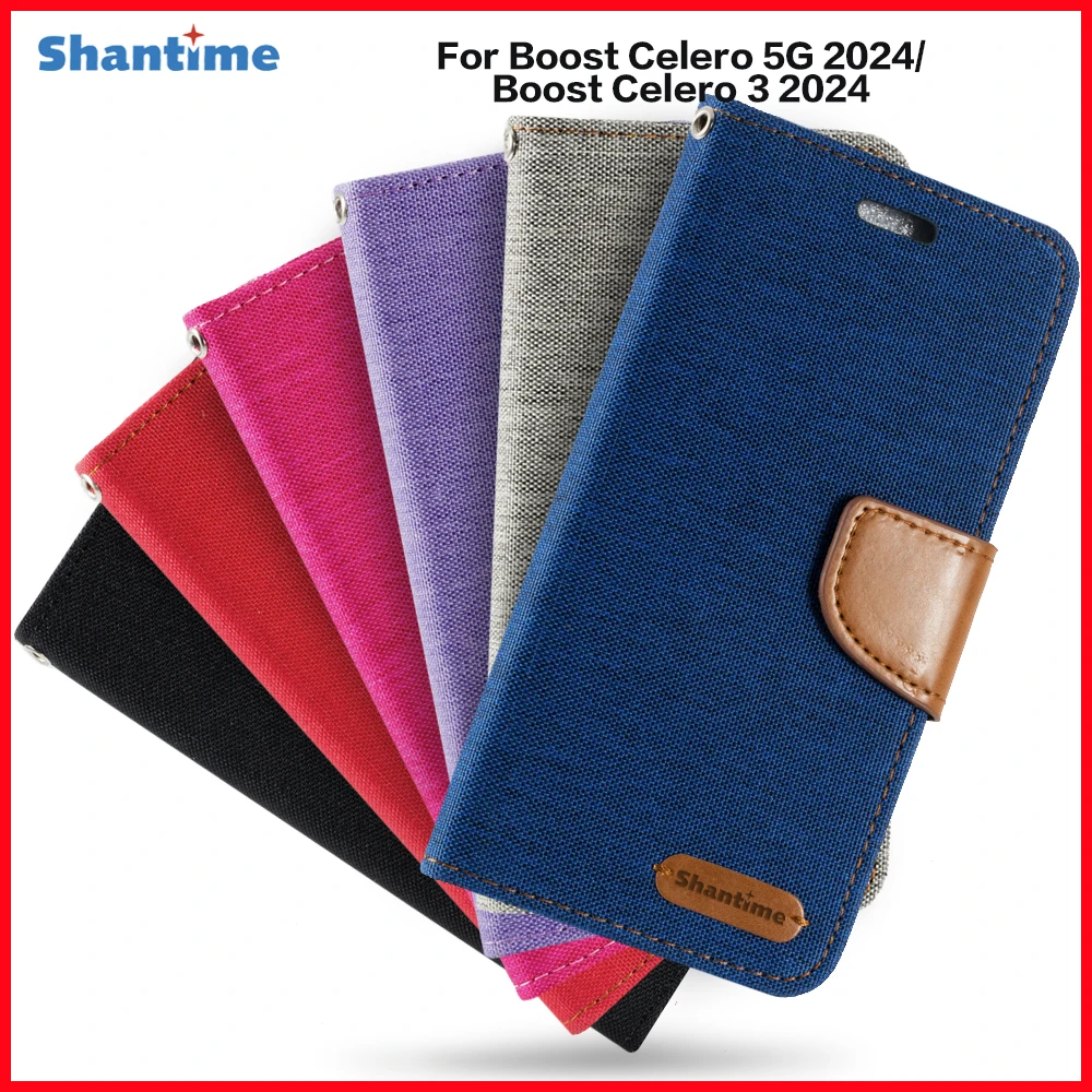 PU Flip Case For Boost Celero 5G 2024 Business Case For Boost Celero 3 2024 Card Holder Silicone Photo Frame Case Wallet Cover