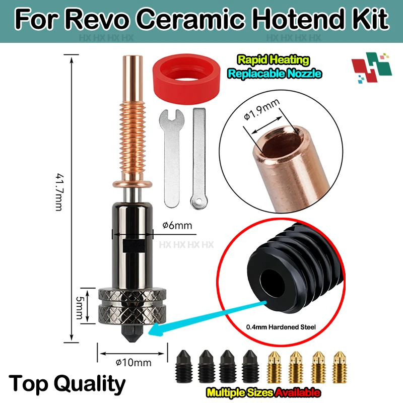 Hardened Brass 0.2/0.4/0.6/0.8mm nozzle TC4 Titanium For Hotend Upgrade Nozzle For Revo Ceramic Hotend Kit Replaceable Nozzles