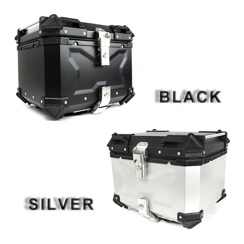 65L Motorcycle Top Box Trunk Helmet Storage Box Motorcycle Tail Boxes General Aluminum Alloy Cajuela Para Moto Black Gua