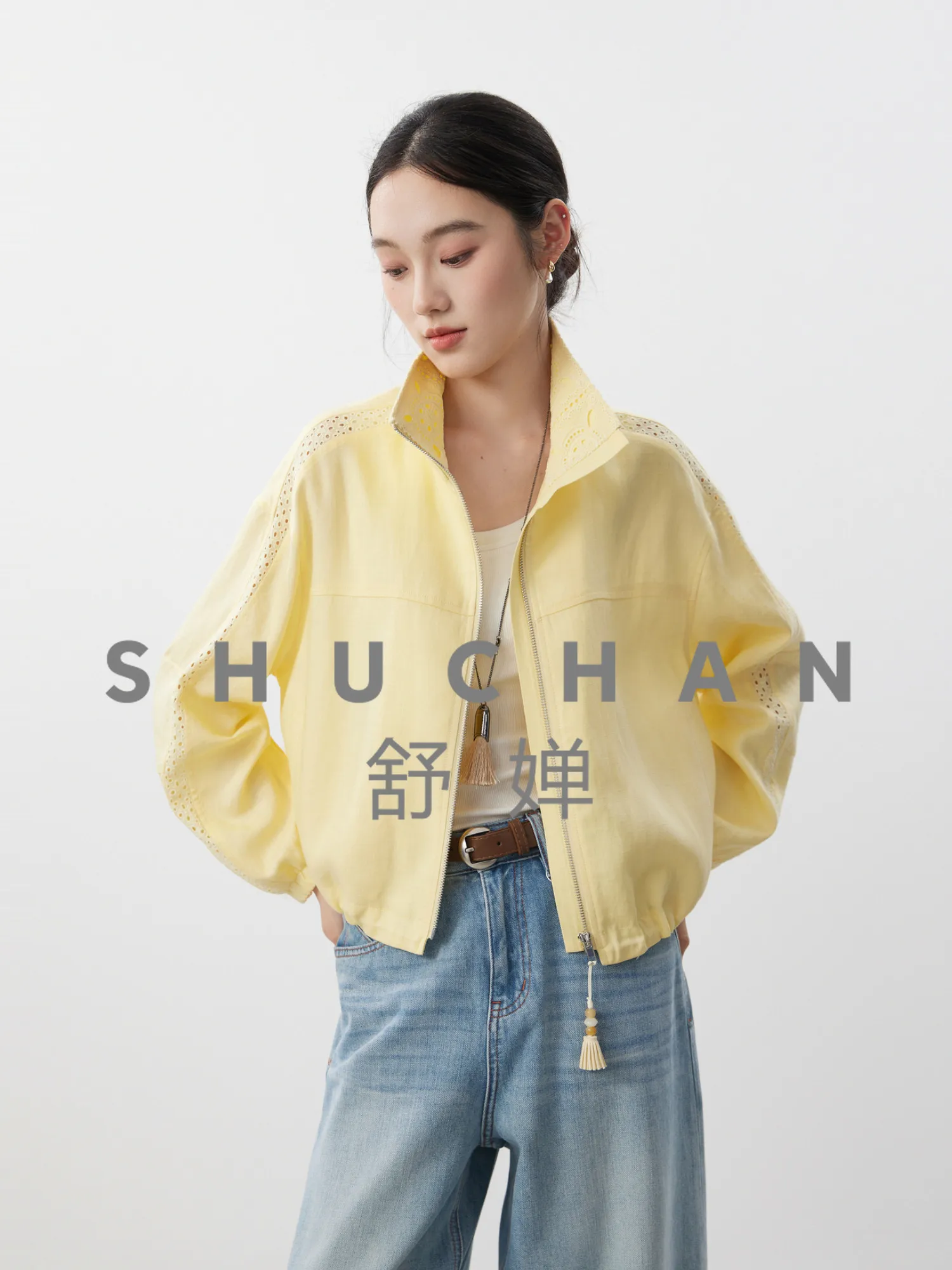 

Легкое и тонкое короткое пальто Jack Summer Fresh and Gentle с кружевными вставками, женская коллекция Весна 2026, новинка