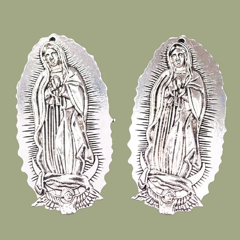 1pcs Extra Large One Side Virgin Mary Pendants, Lady Guadalupe Charms,Rreligious Necklace Charms, DIY Metal Jewelry Making A334