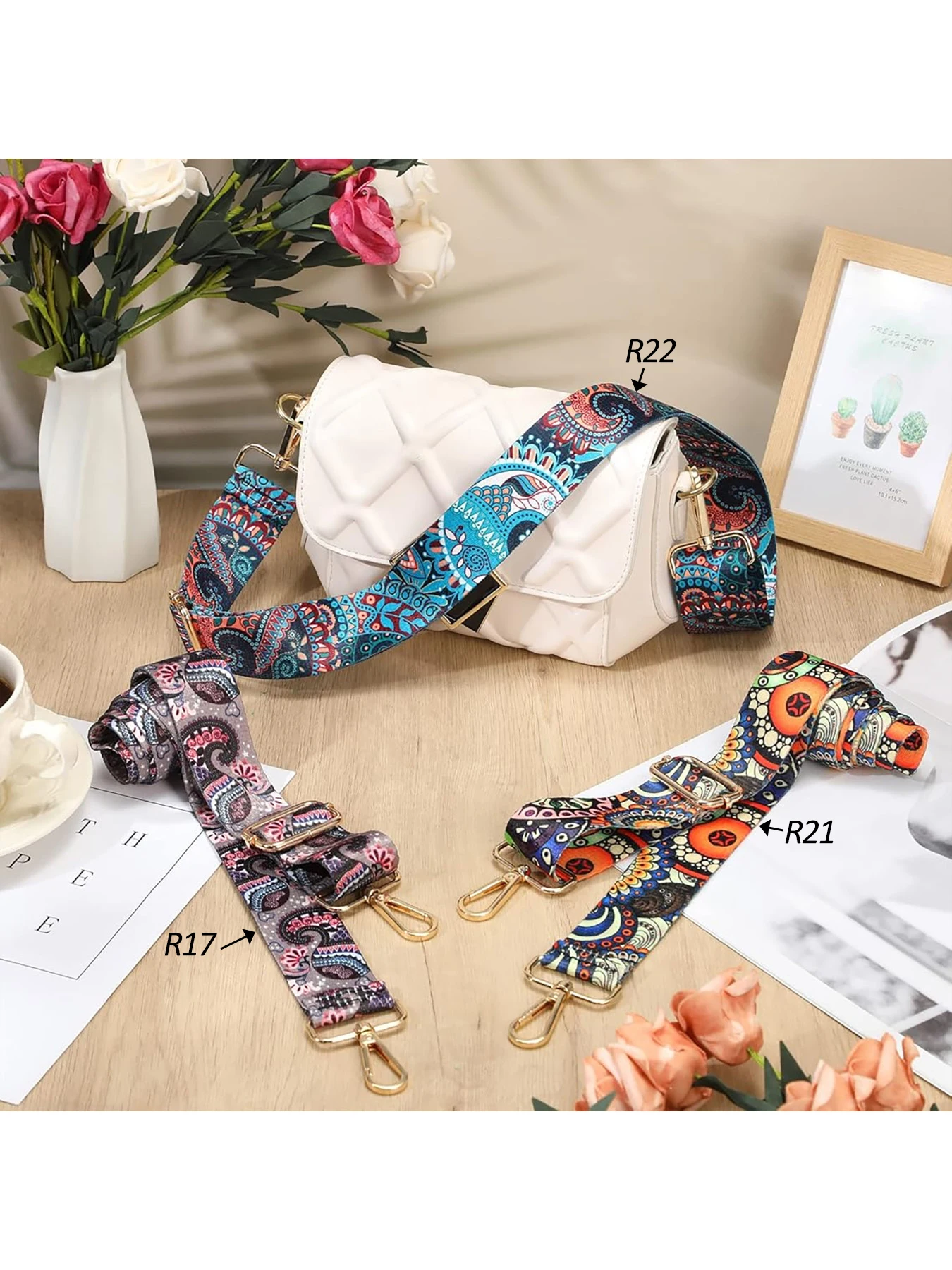 المألوف الملونة نمط الأزهار حقيبة حزام قابل للتعديل حقيبة حزام لحقيبة يد نسائية عادية العصرية تنوعا حقيبة الملحقات